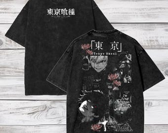 Tokyo Ghoul T-Shirt: Kaneki Ken, Acid Washed Oversized Anime Tee