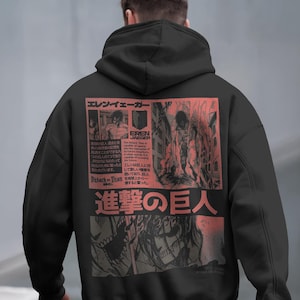 Attack on Titan Anime Snow Washed Loose Hoodie Eren Jeager Anime Hoodie Gåva Till Honom