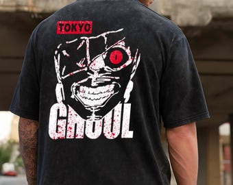 東京グール アニメ アシッドウォッシュ オーバーサイズ Tシャツ 金木研