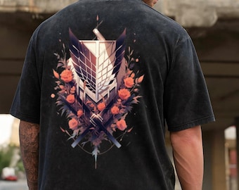 Attack on Titan Oversized T-Shirt: Acid Wash Scout Regiment Anime Tee
