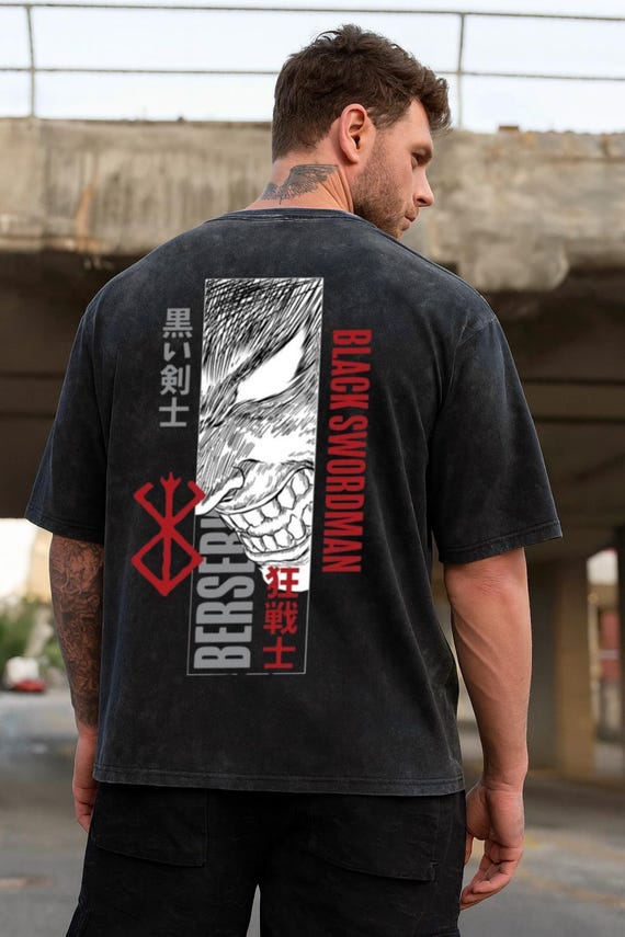 ベルセルク アニメ アシッドウォッシュ オーバーサイズ Tシャツ ガッツ