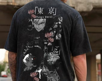 Tokyo Ghoul Acid Wash Oversized T-shirt Kaneki Ken Anime Tee Gift