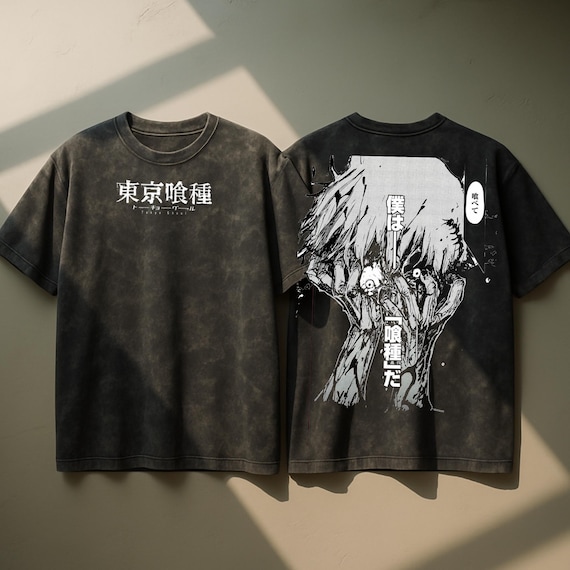 Tokyo Ghoul Anime Acid Washed Oversize T-shirt Ken Kaneki Anime