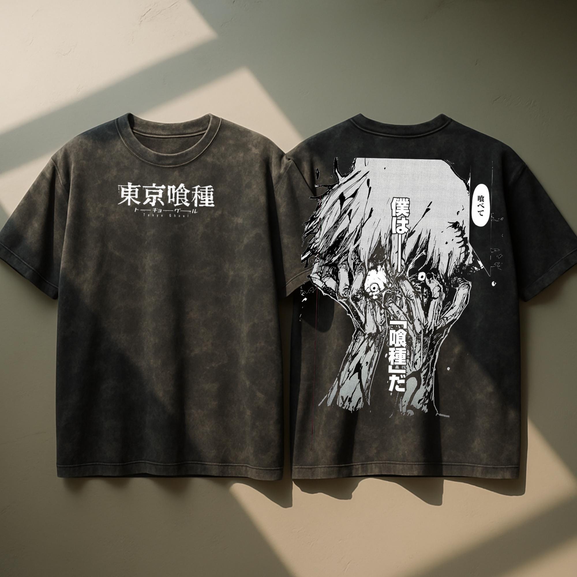 Tokyo Ghoul Anime Acid Washed Oversize T-shirt Ken Kaneki Anime Tokyo Ghoul Anime Acid Washed Oversize T-shirt Ken Kaneki Anime