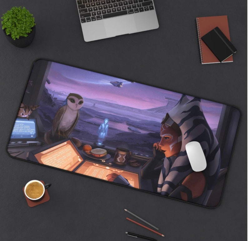 Gaming Desk Mat Star Wars Ahsoka Theme Non Slip Large Mouse Pad Office