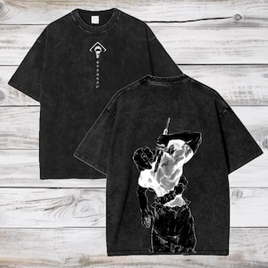 Jujutsu Kaisen Anime Acid Wash Oversize T-Shirt Toji Fushiguro Anime Tee Gift For Him