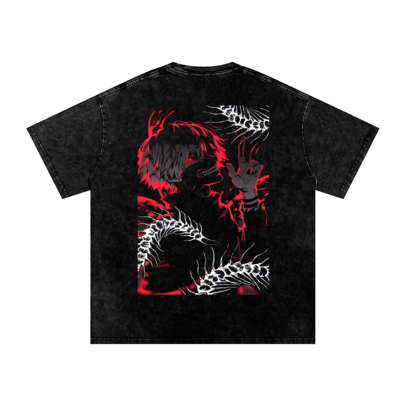 Tokyo Ghoul Anime Acid Washed Oversize T-Shirt Ken Kaneki Anime Tee Gift For Him image 2