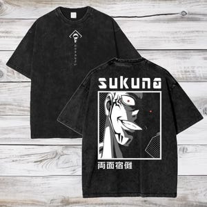 Jujutsu Kaisen Anime Acid Washed Oversize T-Shirt Ryomen Sukuna Anime Tee Gift For Him