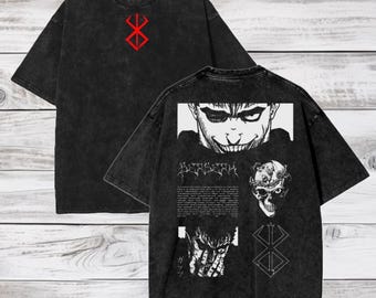 Berserk Anime Oversized T-Shirt: Guts Acid Wash Tee
