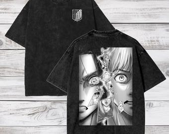 Attack on Titan Eren Jaeger oversized T-shirt met acid wash