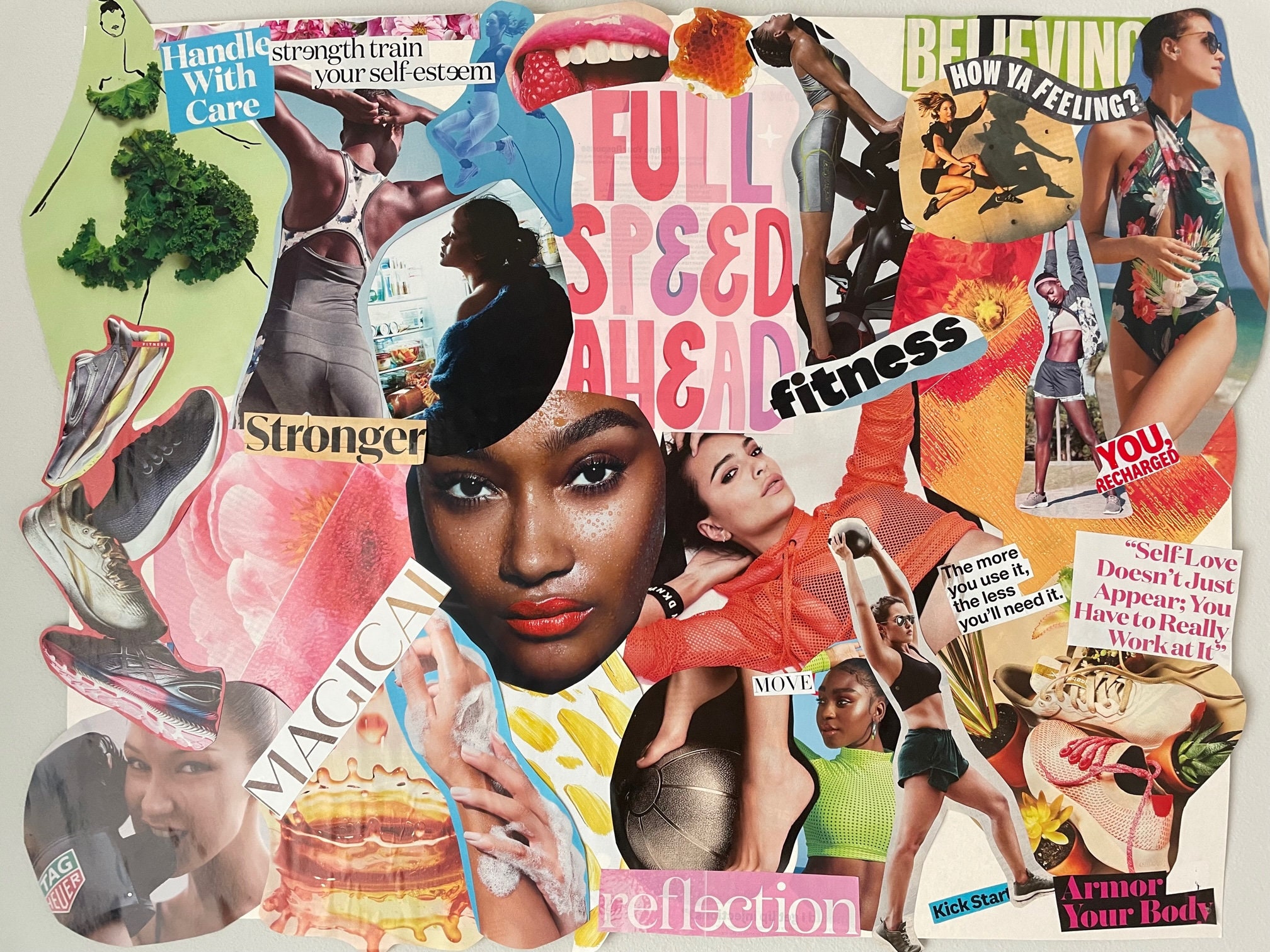 Original Collage Art - Fitness, Health, and Self Love