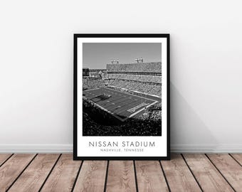 Tennessee Titans NFL / Estadio Nissan / 18 x 24 pulgadas / Blanco y negro / Póster