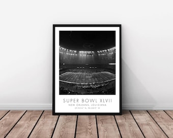 Super Bowl XLVII NFL | New Orleans | 18 x 24 inches | Black and White | Poster