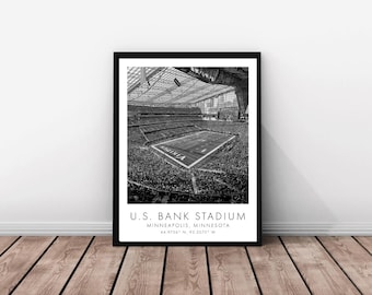 Vikings NFL | U.S. Bank Stadium | 18 x 24 inches | Black and White | Poster