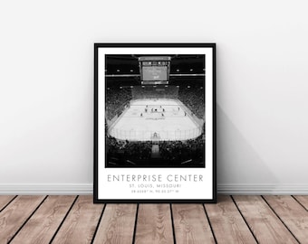 St. Louis Blues NHL | Enterprise Center | 18 x 24 inches | Black and White | Poster