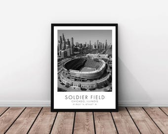 Chicago Bears NFL | Soldier Field | 18 x 24 inches | Black and White | Poster