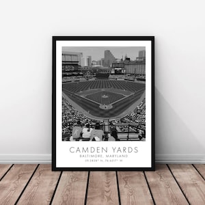 Orioles MLB | Camden Yards | 18 x 24 inches | Black and White Poster