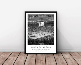 Purdue University Basketball | Mackey Arena | 18 x 24 inches | Black and White | Poster