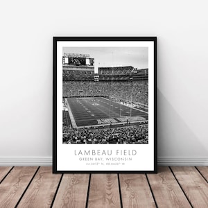 Green Bay Packers NFL | Lambeau Field | 18 x 24 inches | Black and White | Poster