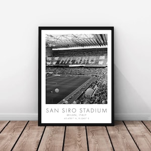 Inter Milan | San Siro-stadion | 45 x 61 cm | Svartvitt | Affisch
