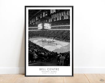 Canadiens NHL | Glockenmitte | 24 x 36 Zoll | Schwarz und Weiß | Poster | Digitaler Download