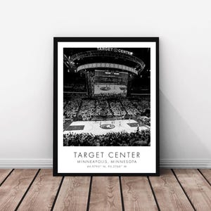 Timberwolves du Minnesota | Centre cible | 18 x 24 pouces | Noir et blanc | affiche | Téléchargement numérique