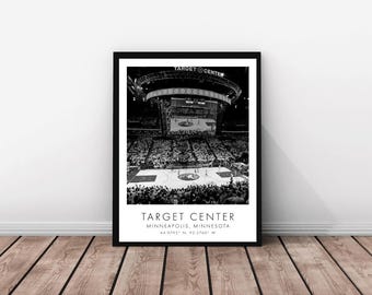 Minnesota Timberwolves NBA | Target Center | 18 x 24 inches | Black and White | Poster | Digital Download