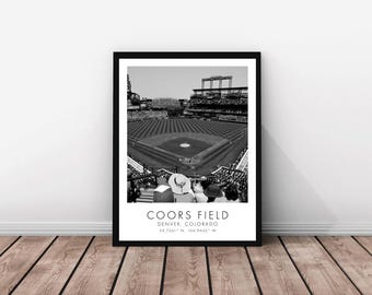 Colorado Rockies MLB | Coors Field | A3 11.7 x 16.5 inches | Black and White Poster