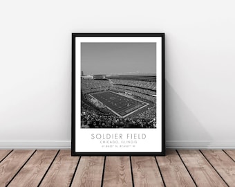 Chicago Bears NFL | Soldier Field | 24 x 36 inches | Black and White | Poster