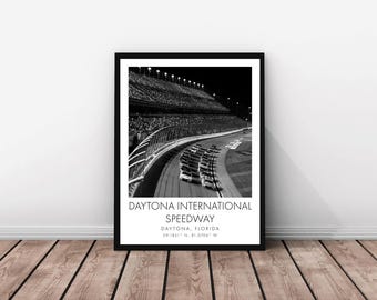 Daytona International Speedway NASCAR | 18 x 24 inches | Black and White | Poster | Digital Download