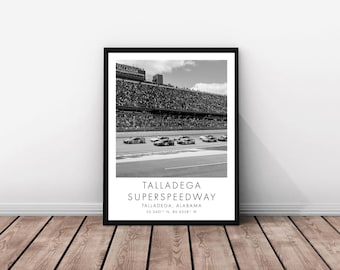 Talladega Superspeedway NASCAR | 18 x 24 inches | Black and White | Poster | Digital Download
