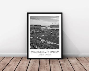 Buccaneers NFL | Raymond James Stadium | 11 x 13 inches | Black and White | Poster