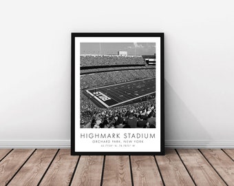 Bills NFL | Highmark Stadium | 18 x 24 inches | Black and White | Poster