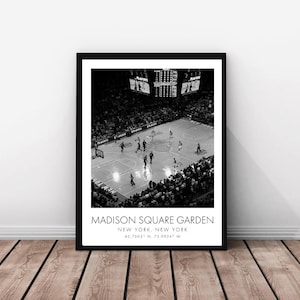New York Knicks NBA | Madison Square Garden | 18 x 24 inches | Black and White | Poster | Digital Download