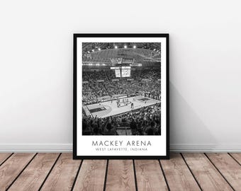 Voleibol de la Universidad de Purdue / Mackey Arena / 18 x 24 pulgadas / Blanco y negro / Póster