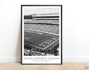 Tar Heels Football | Kenan Memorial Stadium | 24 x 36 inches | Black and White | Poster