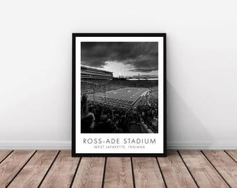 Purdue University Football | Ross-Ade Stadium | 18 x 24 inches | Black and White | Poster