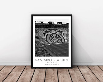 Inter Milan | San Siro Stadium | 18 x 24 inches | Black and White | Poster