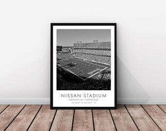 Tennessee Titans NFL | Nissan Stadium | 18 x 24 inches | Black and White | Poster