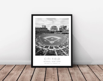 Mets MLB | Citi Field | 18 x 24 inches | Black and White | Poster | Digital Download
