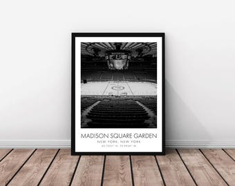 New York Rangers NHL | Madison Square Garden | 20 x 30 inches | Black and White | Poster | Digital Download