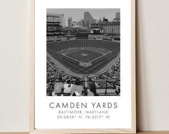 Orioles MLB | Camden Yards | 5 x 7 inches | Black and White Poster