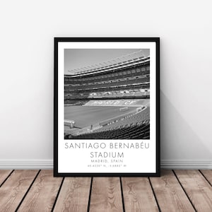 Real Madrid CF | Santiago Bernabéu Stadium | 18 x 24 inches | Black and White | Poster
