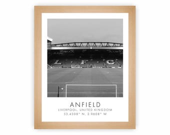Liverpool FC | Anfield | 8 x 10 inches | Black and White | Poster