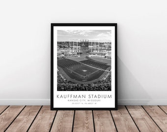 Kansas City Royals MLB | Kauffman Stadium | 24 x 36 inches | Black and White | Poster | Digital Download