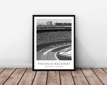 Phoenix Raceway NASCAR / 18 x 24 pulgadas / Blanco y negro / Póster / Descarga digital