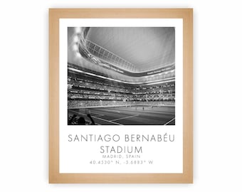Real Madrid CF / Stadio Santiago Bernabéu / 8 x 10 pollici / Bianco e nero / Poster