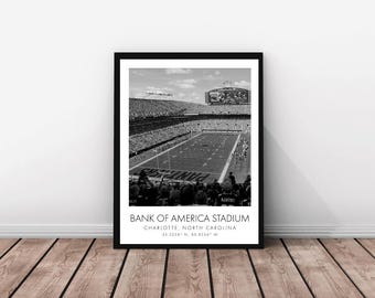 Carolina Panthers NFL | Bank of America Stadium | 16 x 20 inches | Black and White | Poster
