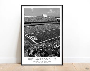 Bills NFL | Highmark Stadium | 24 x 36 inches | Black and White | Poster
