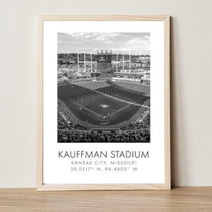 Kansas City Royals MLB | Kauffman Stadium | 5 x 7 inches | Black and White | Poster | Digital Download